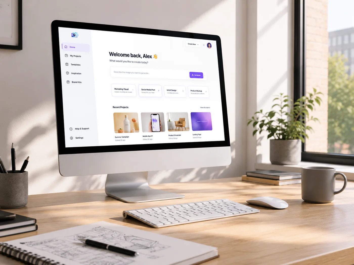 Modern design workspace with a clean software interface